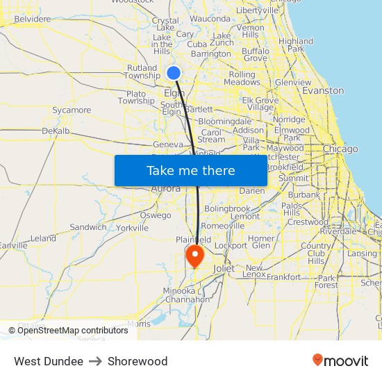 West Dundee to Shorewood map