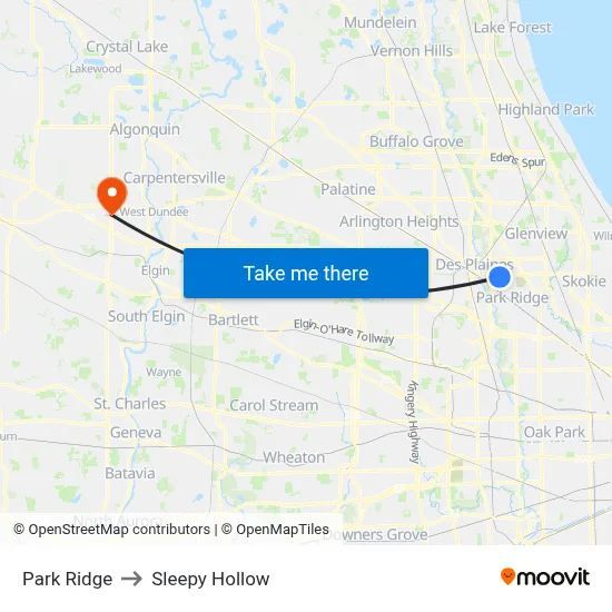 Park Ridge to Sleepy Hollow map