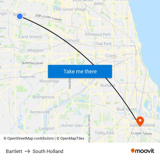 Bartlett to South Holland map