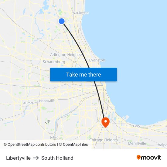 Libertyville to Libertyville map