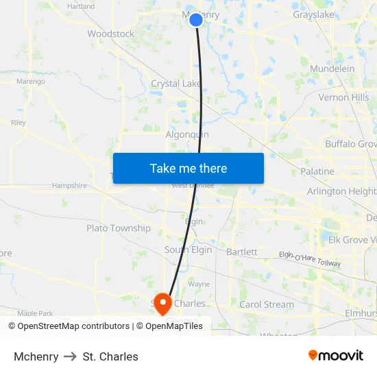 Mchenry to St. Charles map