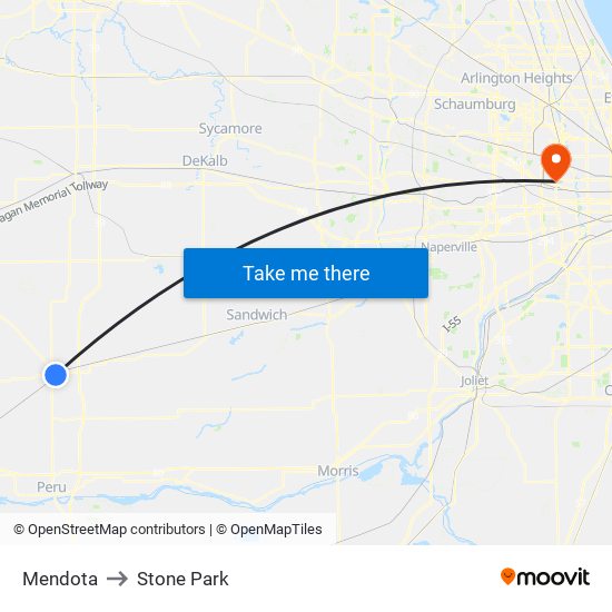 Mendota to Stone Park map