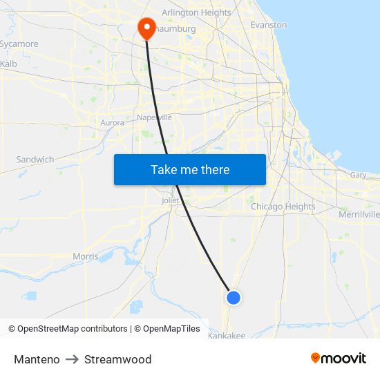 Manteno to Streamwood map