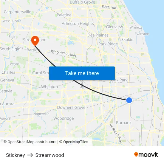 Stickney to Streamwood map