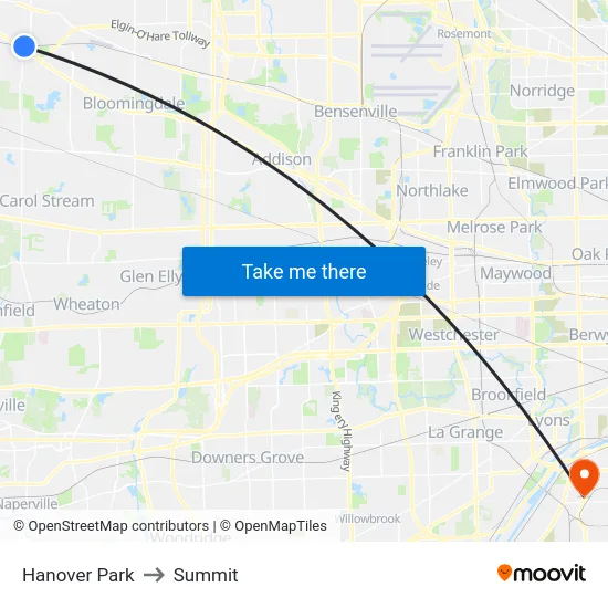 Hanover Park to Summit map