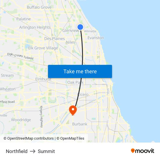 Northfield to Summit map