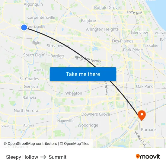 Sleepy Hollow to Summit map