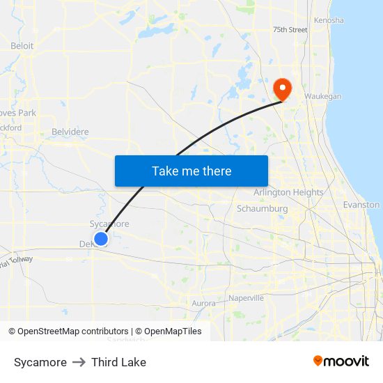 Sycamore to Third Lake map