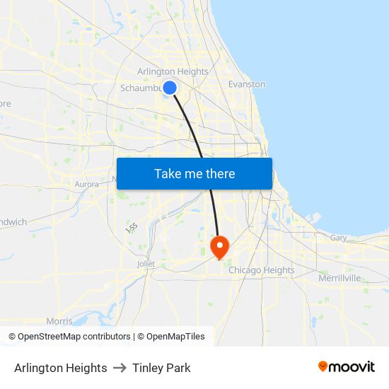 Arlington Heights to Tinley Park with public transportation