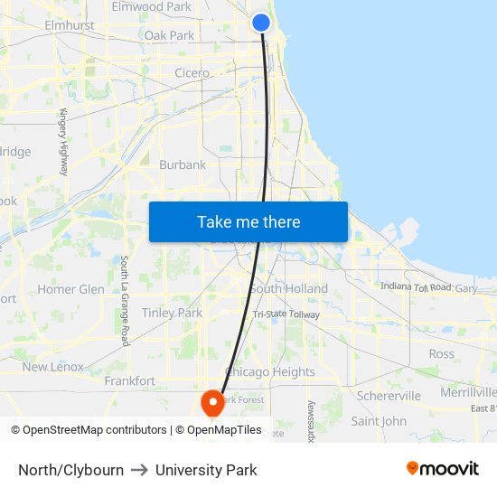 North/Clybourn to University Park map