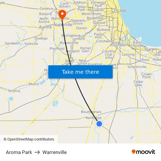 Aroma Park to Warrenville map