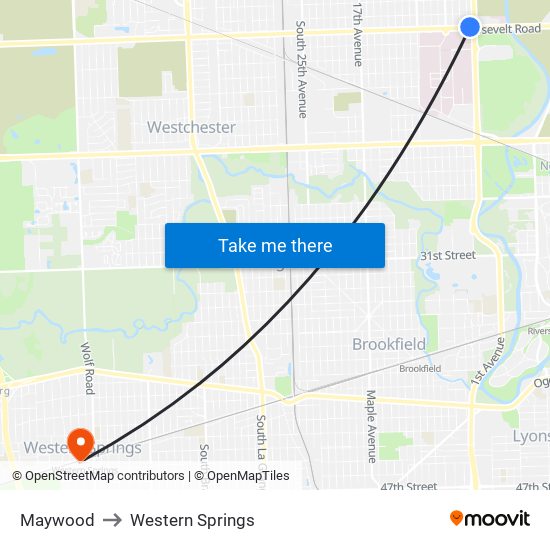 Maywood to Maywood map