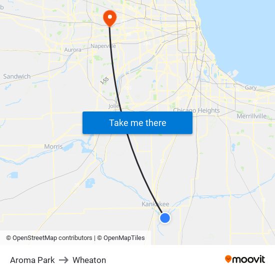 Aroma Park to Wheaton map