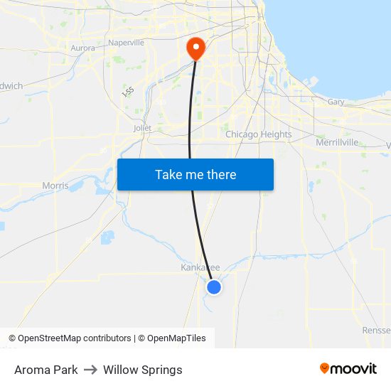 Aroma Park to Willow Springs map