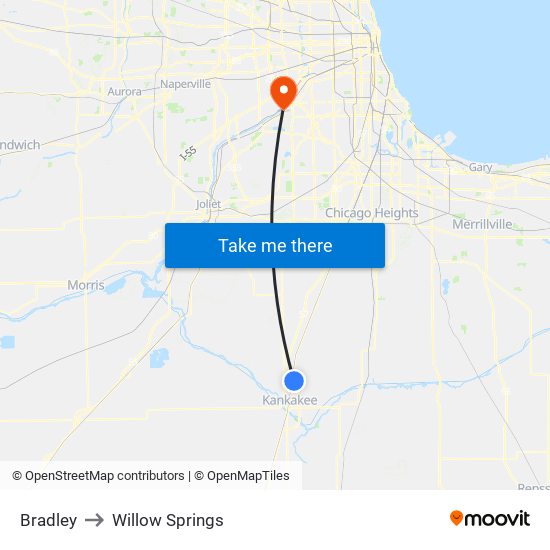 Bradley to Willow Springs map