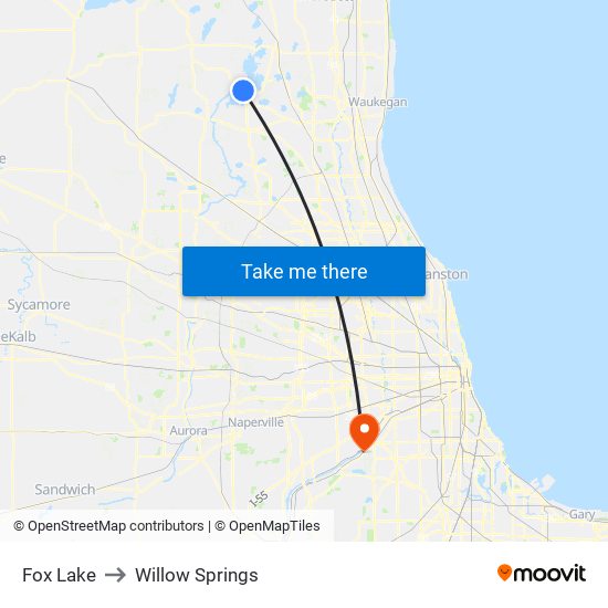 Fox Lake to Willow Springs map