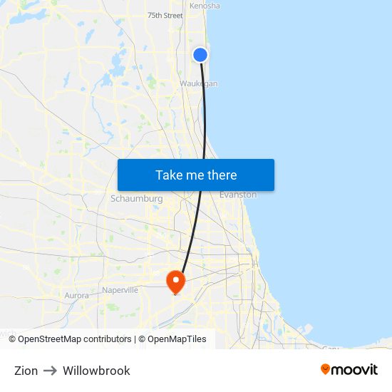 Zion to Willowbrook map