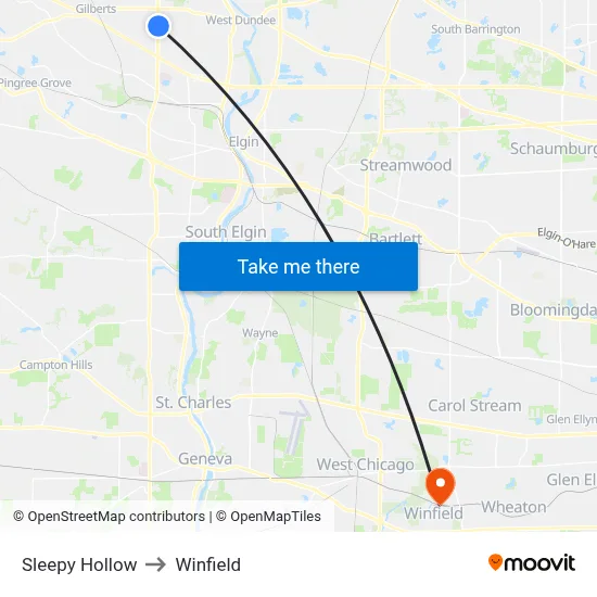 Sleepy Hollow to Winfield map