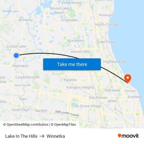 Lake In The Hills to Winnetka map
