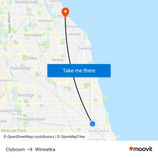 Clybourn to Winnetka map