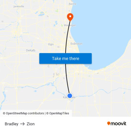 Bradley to Zion map