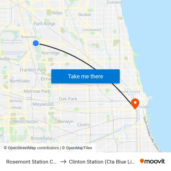 Rosemont Station CTA to Clinton Station (Cta Blue Line) map