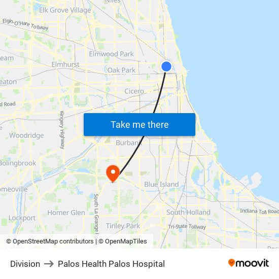 Division to Palos Health Palos Hospital map