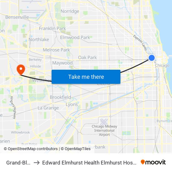 Grand-Blue to Edward Elmhurst Health Elmhurst Hospital map