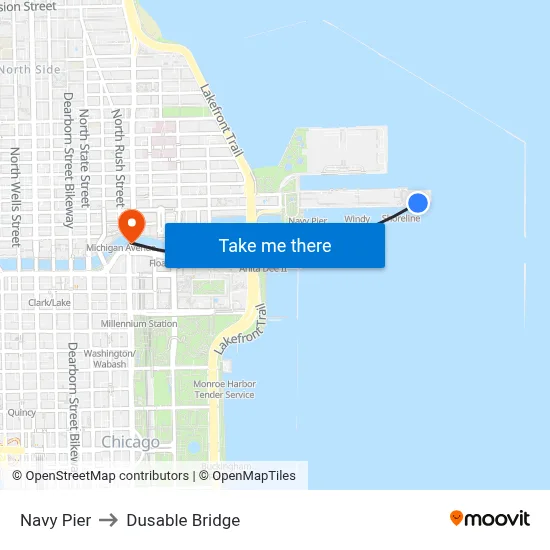 Navy Pier to Dusable Bridge map