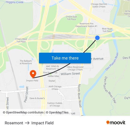 Rosemont to Impact Field map