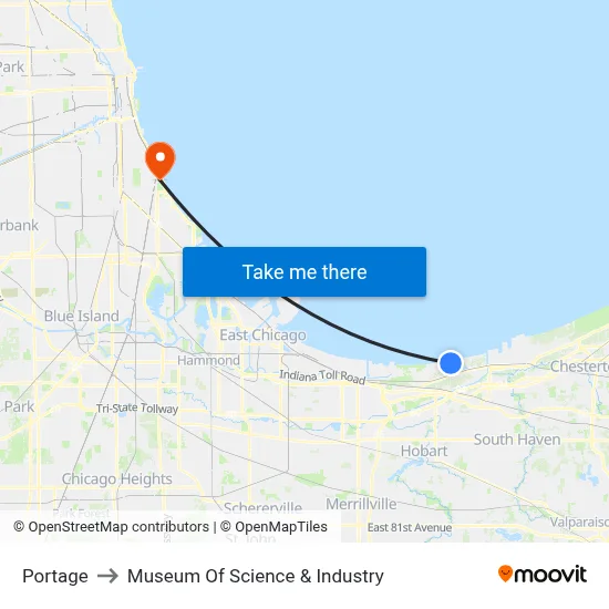 Portage to Museum Of Science & Industry map