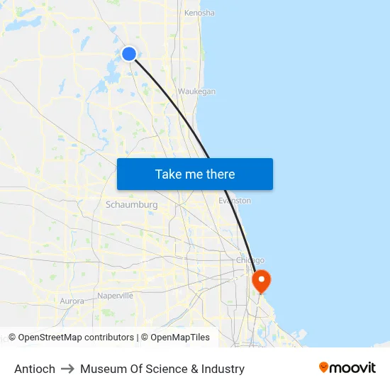 Antioch to Museum Of Science & Industry map