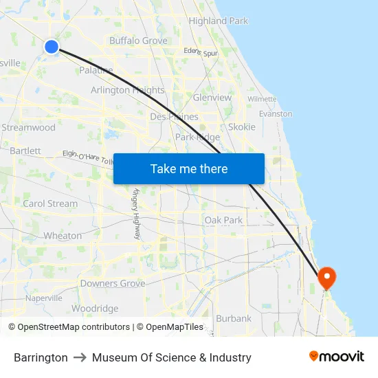 Barrington to Museum Of Science & Industry map