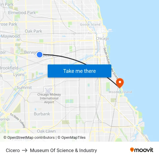 Cicero to Museum Of Science & Industry map