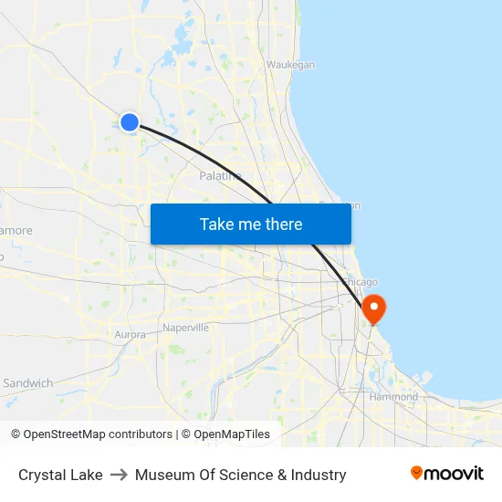 Crystal Lake to Museum Of Science & Industry map