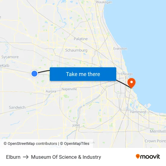 Elburn to Museum Of Science & Industry map