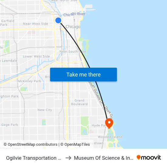 Ogilvie Transportation Center to Museum Of Science & Industry map