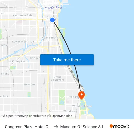 Congress Plaza Hotel Chicago to Museum Of Science & Industry map