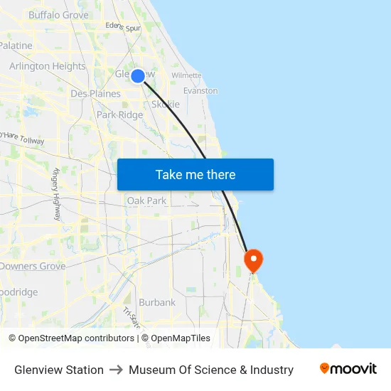 Glenview Station to Museum Of Science & Industry map