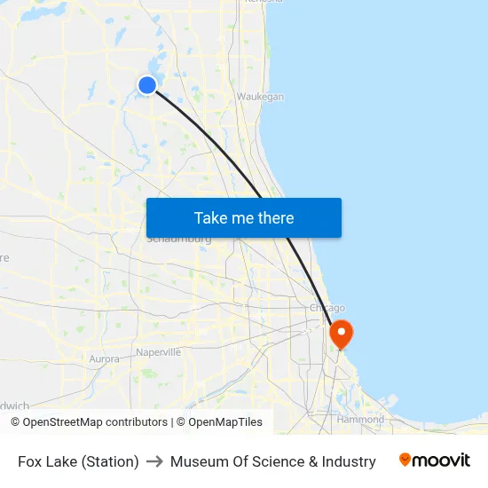 Fox Lake (Station) to Museum Of Science & Industry map