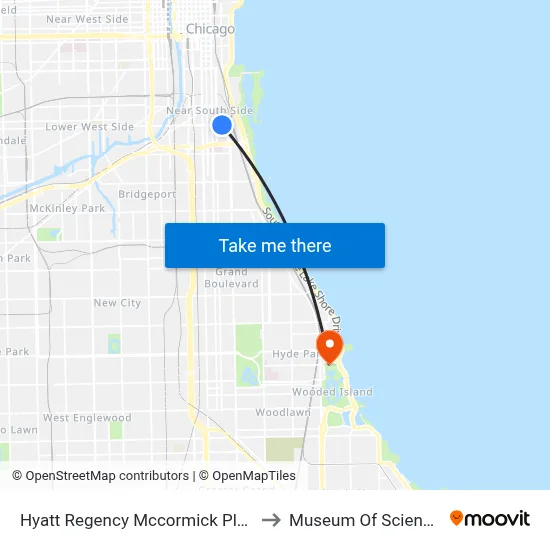Hyatt Regency Mccormick Place Hotel Chicago to Museum Of Science & Industry map