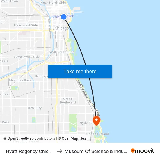 Hyatt Regency Chicago to Museum Of Science & Industry map