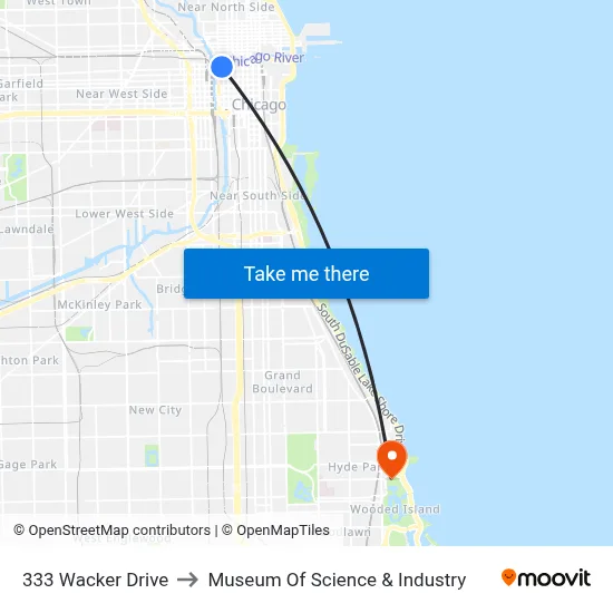 333 Wacker Drive to Museum Of Science & Industry map
