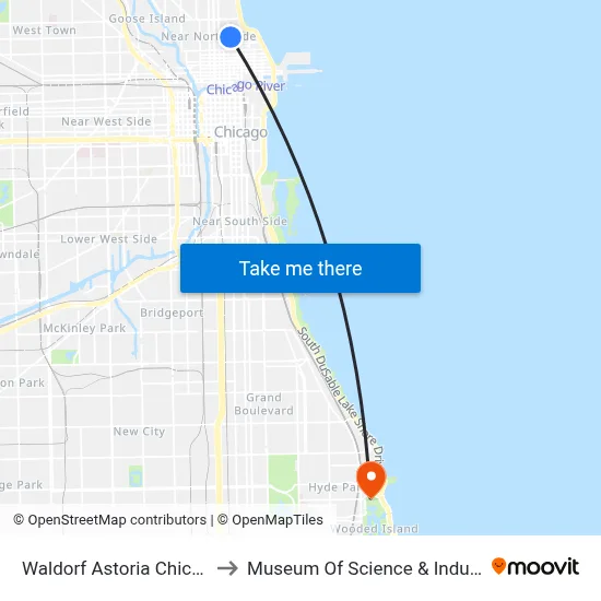 Waldorf Astoria Chicago to Museum Of Science & Industry map