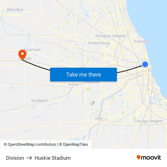 Division to Huskie Stadium map