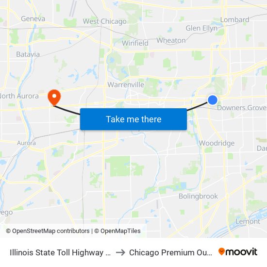 Illinois State Toll Highway Authority to Chicago Premium Outlet Mall map