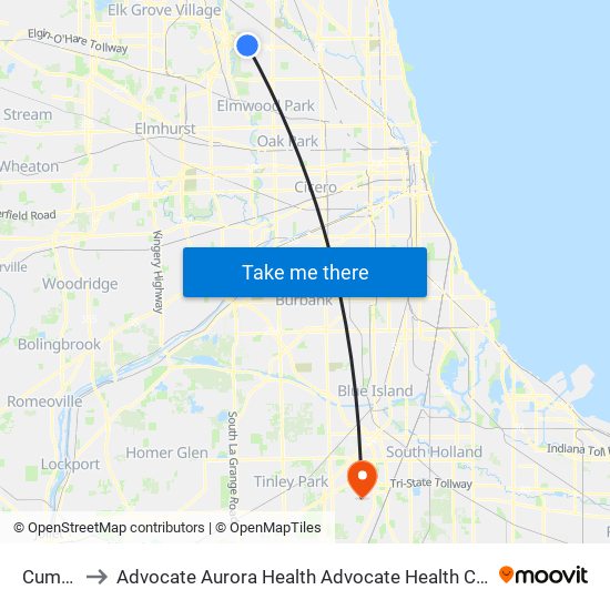 Cumberland to Advocate Aurora Health Advocate Health Care Advocate South Suburban Hospital map