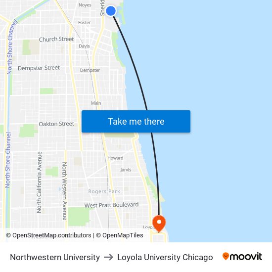 Northwestern University to Northwestern University map