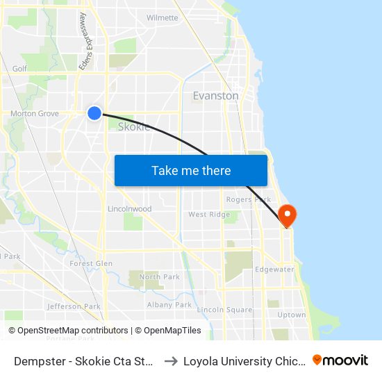 Dempster - Skokie Cta Station to Loyola University Chicago map