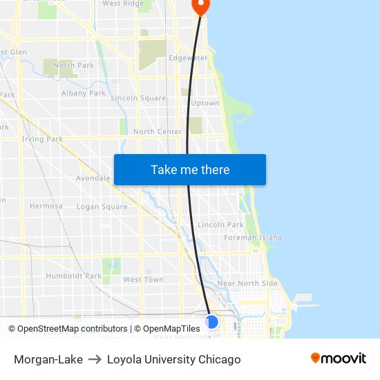 Morgan-Lake to Loyola University Chicago map